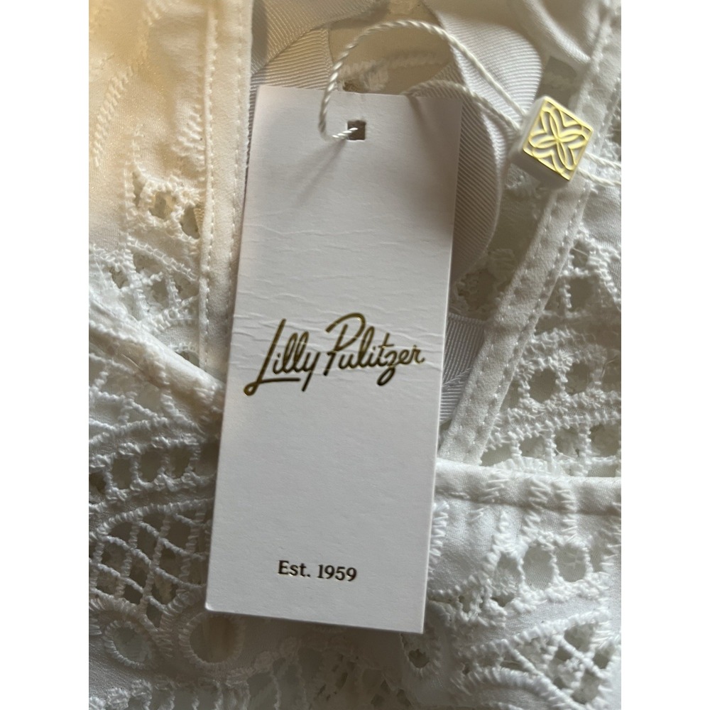 $228 NWT Lilly Pulitzer Sz 8 Oaklynn Tunic Lace White Palms Paradise Ribbon New - Picture 8 of 15